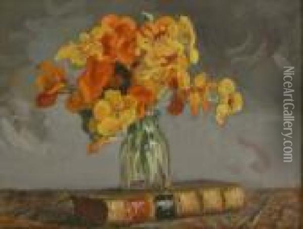 Fleurs Et Livre Oil Painting - Karl Kaufmann