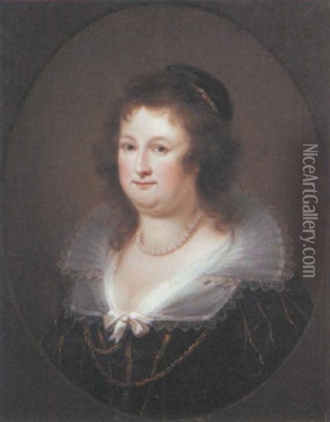Portrait Of Maria Freiherrn Von Wamboldt Wearing 17th Century Dress Oil Painting - Casper Carl Felsel