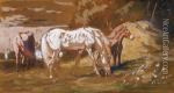 Horses Oil Painting - Karoly Lotz