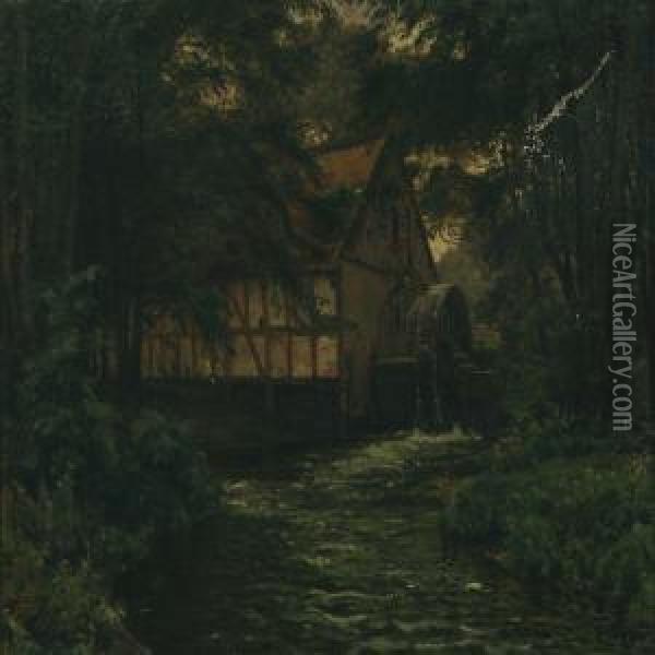 The Old Water Mill At Soholt Oil Painting - Johannes Boesen