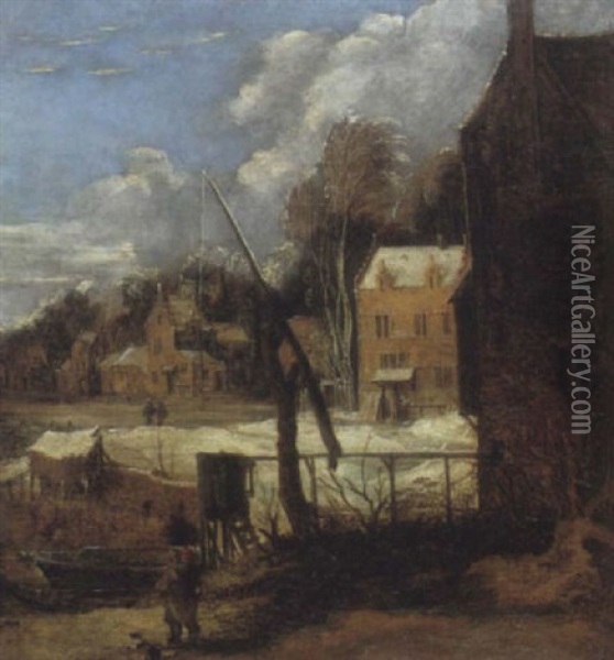Le Village Sous La Neige Oil Painting - Frans de Momper