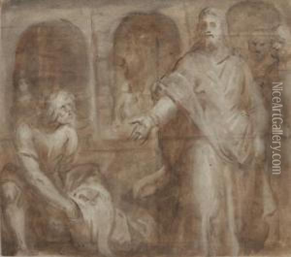 Le Christ Et Le Paralytique Oil Painting - Otto van Veen