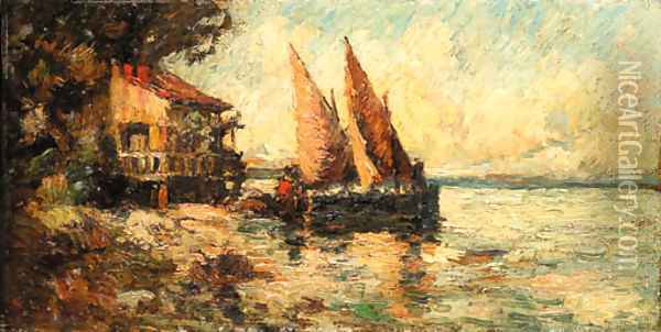 River scene Oil Painting - Adolphe Joseph Thomas Monticelli