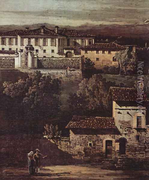 The village Gazzada viewed from southeast to the Villa Melzi d'Eril, detail Oil Painting - (Giovanni Antonio Canal) Canaletto