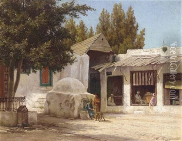 Tombeau D'abdullah Bin Abdullah Oil Painting - Auguste Bougourd