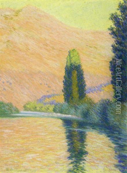 Sunet At The Lake Oil Painting - Umberto Boccioni