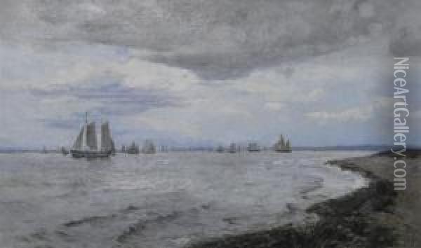 Sailboats Off The Danish Coast Oil Painting - Thorvald Simeon Niss