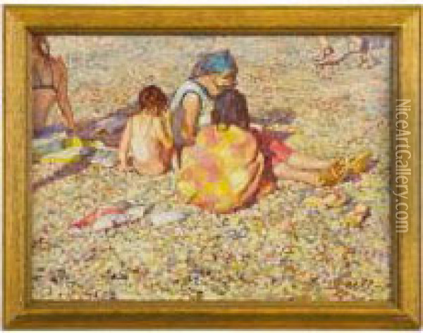 Beachscene Oil Painting - Thomas Rothwell