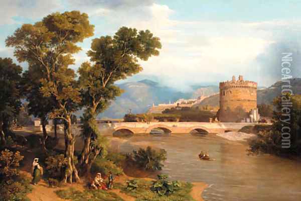 An Italian landscape Oil Painting - Thomas Dessoulavy