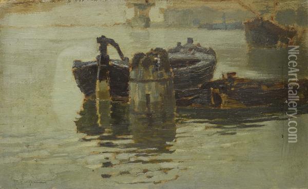 Barca Alla Fonda Oil Painting - Pietro Fragiacomo