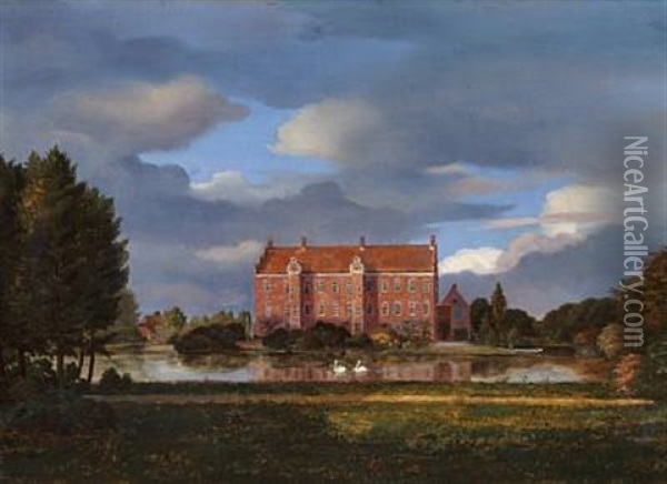 A Manor House Oil Painting - Ferdinand Richardt