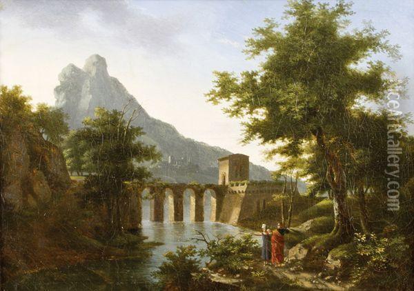 Paysage Neo-classique Au Pont Oil Painting - Nicolas Antoine Taunay