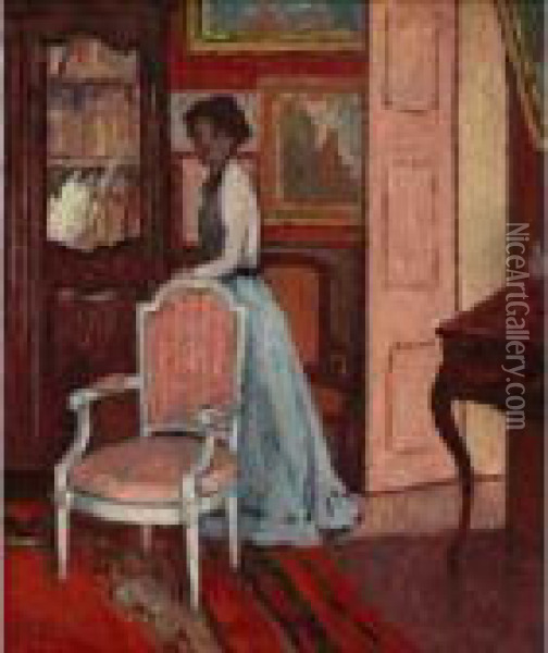 Interieur Oil Painting - Georges dEspagnat