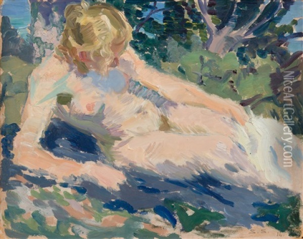 Woman In The Sunshine Oil Painting - Santeri Salokivi
