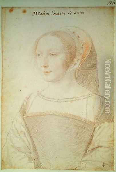 Francoise de Longwy (c.1510-65) wife of Philippe Chapot, Seigneur de Brion, c.1535 Oil Painting - (studio of) Clouet