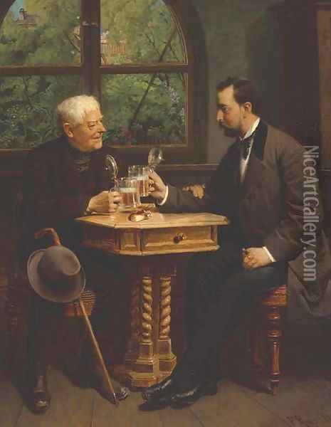 A toast Oil Painting - Franz Russ