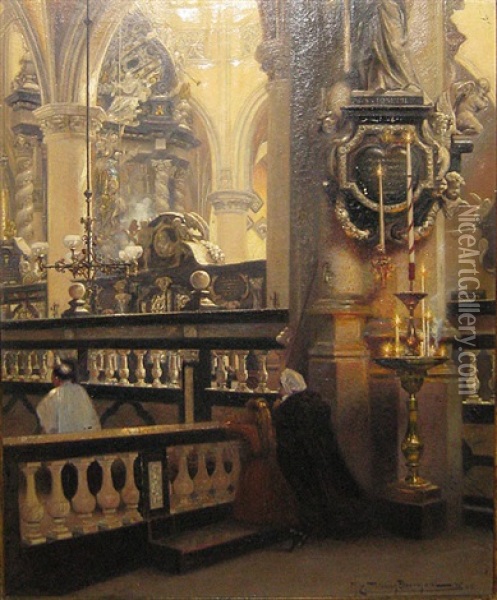Interieur Van Een Kerk Oil Painting - Theo Van Doormael