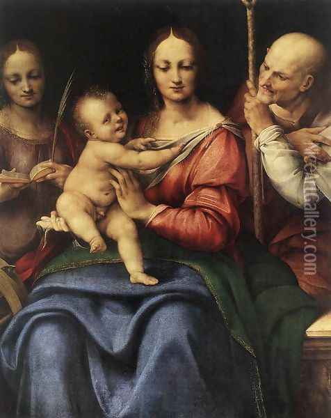 Holy Family with St Catherine Oil Painting - Cesare da Sesto