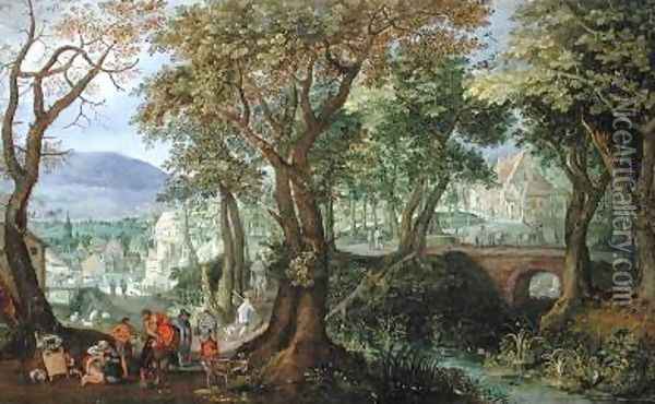 Landscape with the Good Samaritan 1609 Oil Painting - Anton Mirou