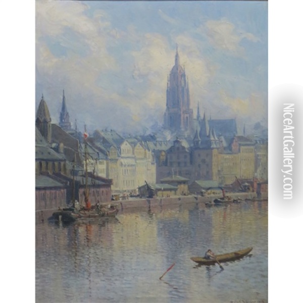 View Of Frankfurt Oil Painting - Reinhold Werner