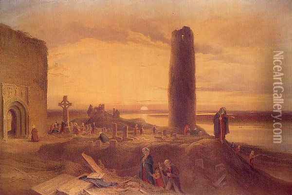 The Last Circuit of Pilgrims at Clonmacnoise 1838 Oil Painting - George Petrie