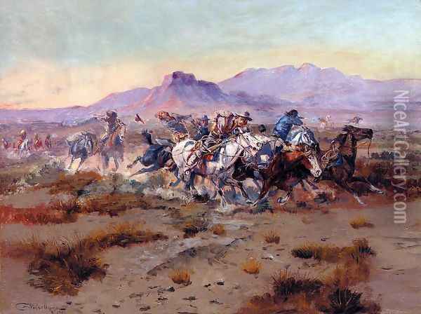 The Attack Oil Painting - Charles Marion Russell
