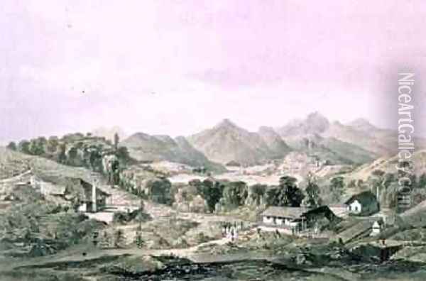 Peacock Hill Coffee Estate with Gampola in the distance Ceylon 1864 Oil Painting - Captain C. O'Brien