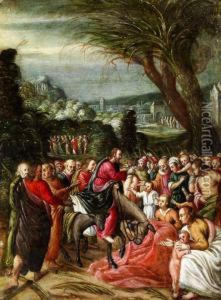 Jesu Einzug In Jerusalem Oil Painting - Hendrik Van Der Borcht
