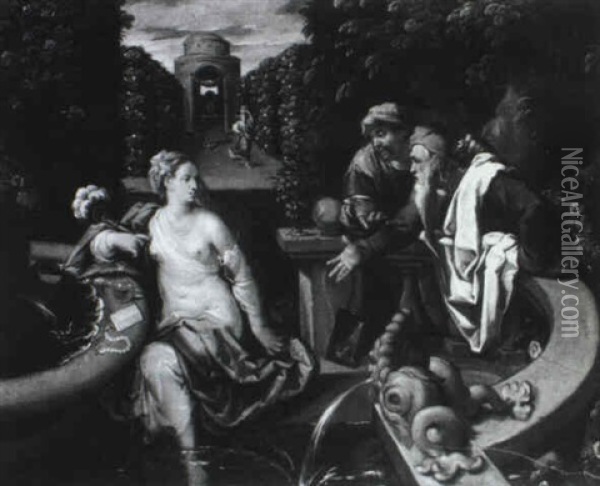Susanna E I Vecchioni Oil Painting - Dirck De Vries