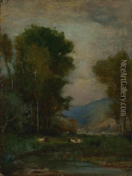 Cows By A Stream Oil Painting - George Inness