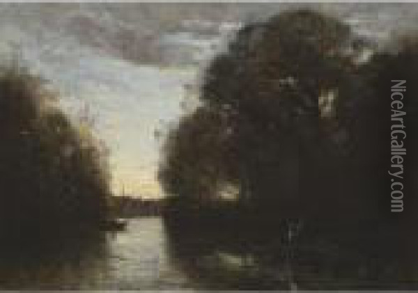 Souvenir De La Rotte Pres Rotterdam Oil Painting - Jean-Baptiste-Camille Corot