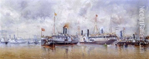 Flota Mihanovich Oil Painting - Manuel Larravide