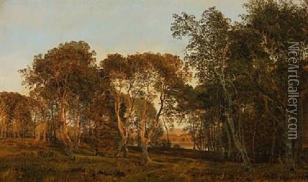 Landscape With Trees Oil Painting - Janus la Cour