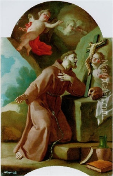 Saint Francis At Prayer Oil Painting - Francesco de Mura