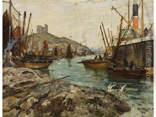 Tarbert Harbour Oil Painting - James Kay