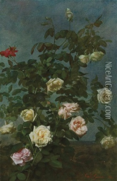 Spray Of Roses Oil Painting - George Cochran Lambdin