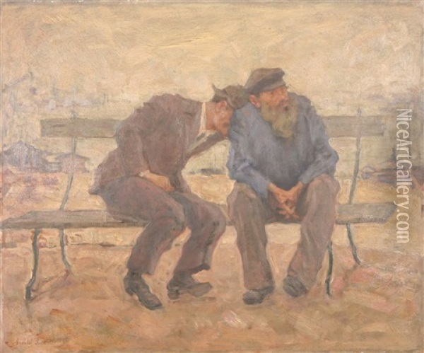 On The Bench Oil Painting - Arnold Borisovich Lakhovsky