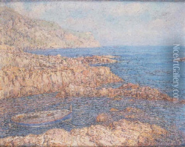 Barca En Las Rocas Oil Painting - Joan Roig Soler