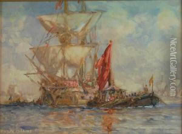 The Royal Barge Setting Off Oil Painting - Arthur Wilde Parsons