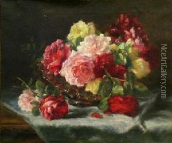 Still Life With Roses Oil Painting - Eugene Claude