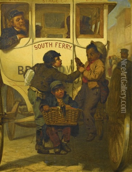 Hitching A Ride Oil Painting - John George Brown