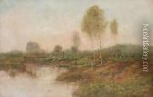 Waterlandschap Met Aangemeerd Bootje Oil Painting - Joseph Van Genegen