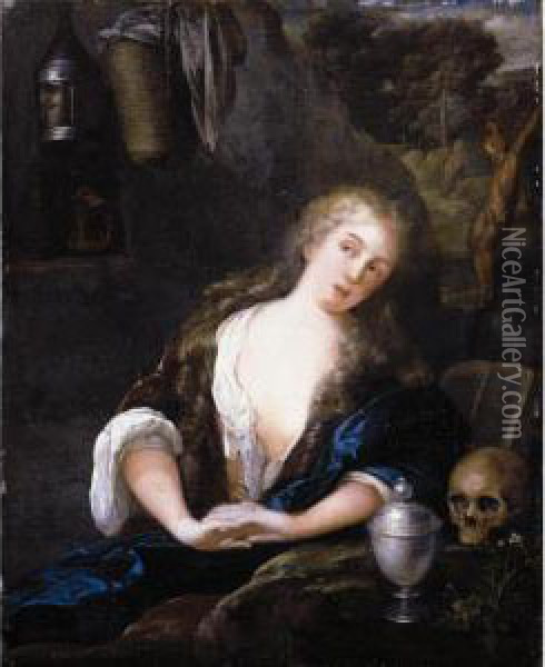 The Penitent Magdalene Oil Painting - Eglon Hendrick Van Der Neer