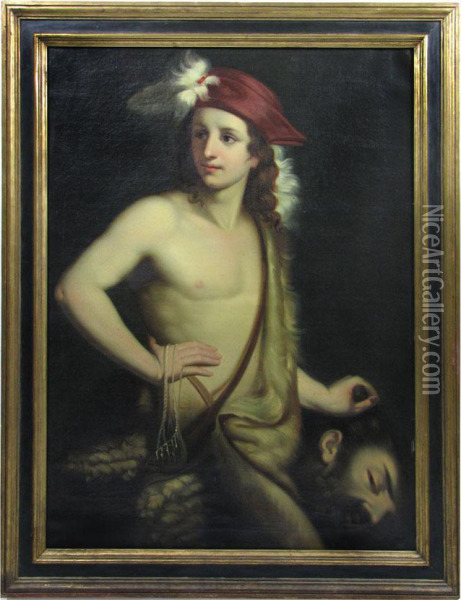 David And The Slain Goliath Oil Painting - Giovanni Lega