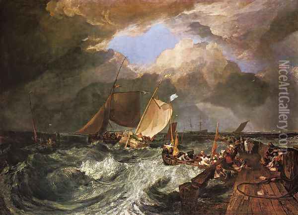 Calais Pier, with French Poissards Preparing for Sea: an English Packeet Arriving Oil Painting - Joseph Mallord William Turner