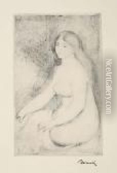 La Baigneuse Assise Oil Painting - Pierre Auguste Renoir