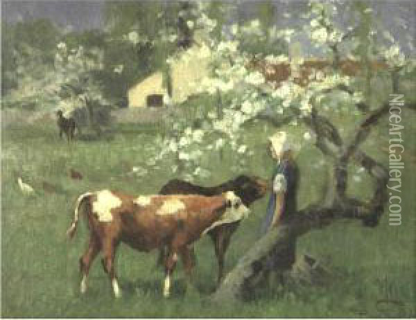 The Young Cowherd Oil Painting - William Henry Howe