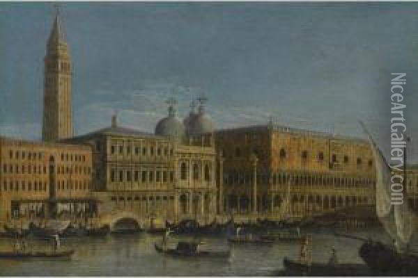 Venice, A View Of The Bacino Of San Marco With The Piazzetta Oil Painting - Apollonio Domenichini