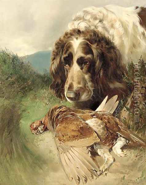 A gundog with a pheasant Oil Painting - William Woodhouse