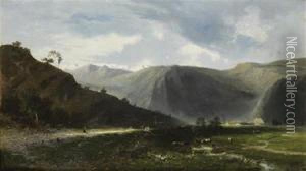 Paysage Presume De La Vallee De La Maurienne Oil Painting - Eugene Deshayes